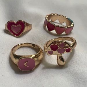Y2K pink heart rings